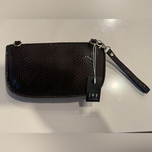 Joy Susan Dark Brown Python Wristlet Clutch